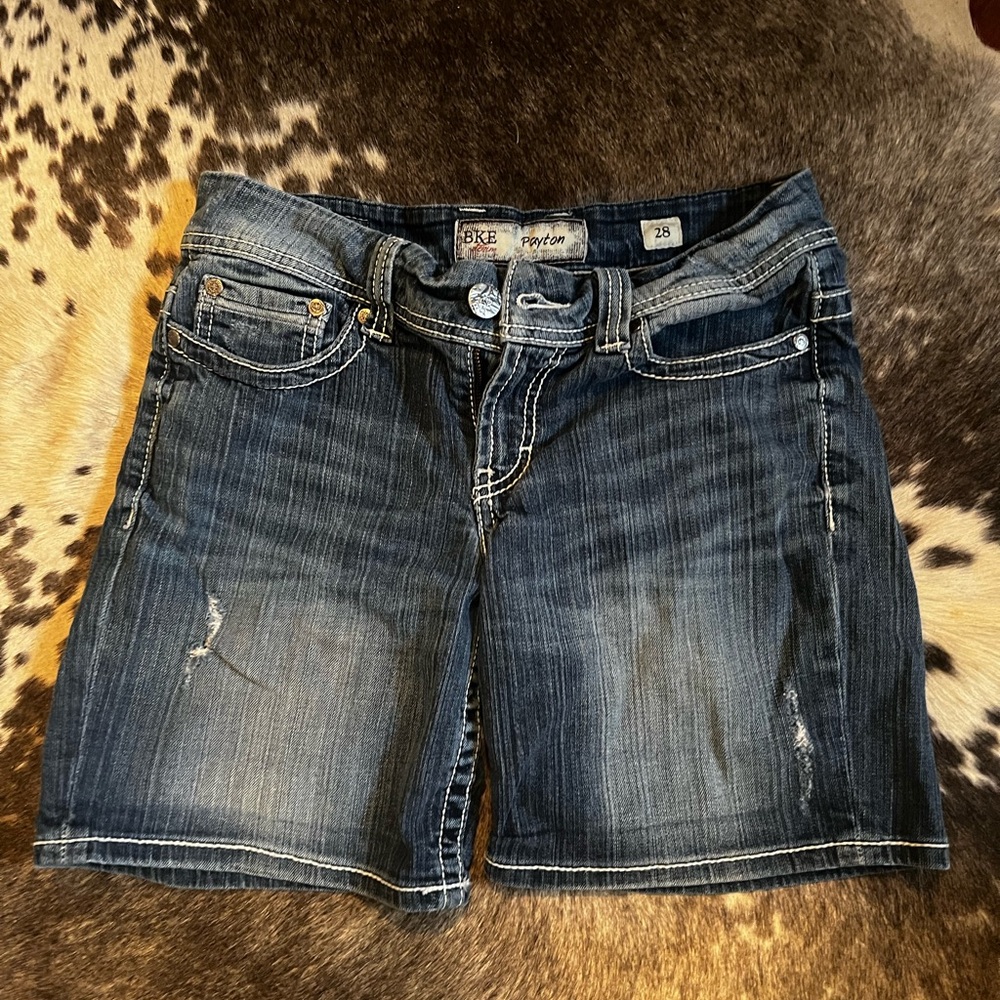 BKE Payton Dark Blue Denim Shorts